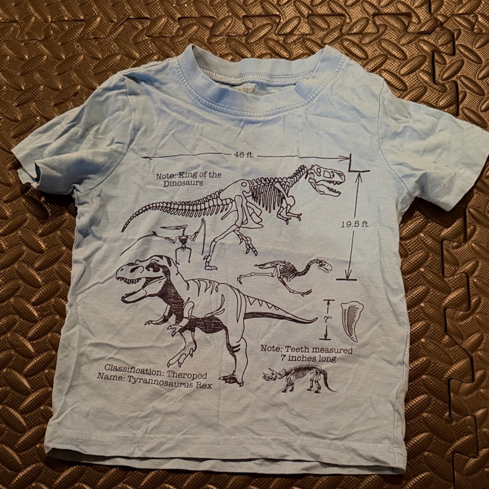 5/$25 Carter's Light Blue Dinosaur Skeleton Tee